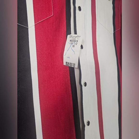 VINTAGE Mens Wrangler BRUSHPOPPER PEARLSNAP BLACK RED WHITE SIZE XXL - Picture 2 of 10